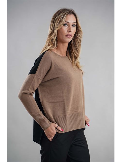 Maglia spacchi Try Me | 4095NERO/BISCOTTO